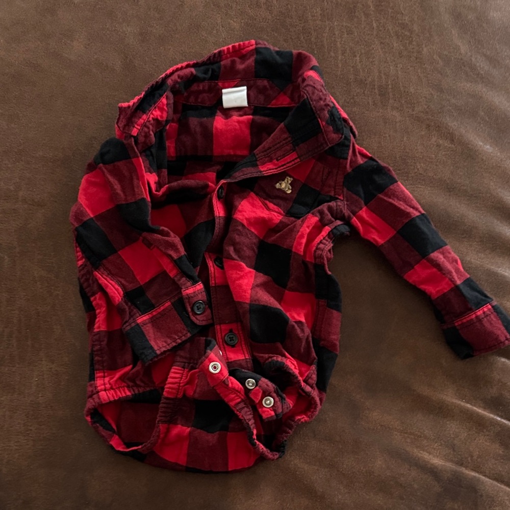 GAP Kids Red and Black Checkered Button-Down Shirt